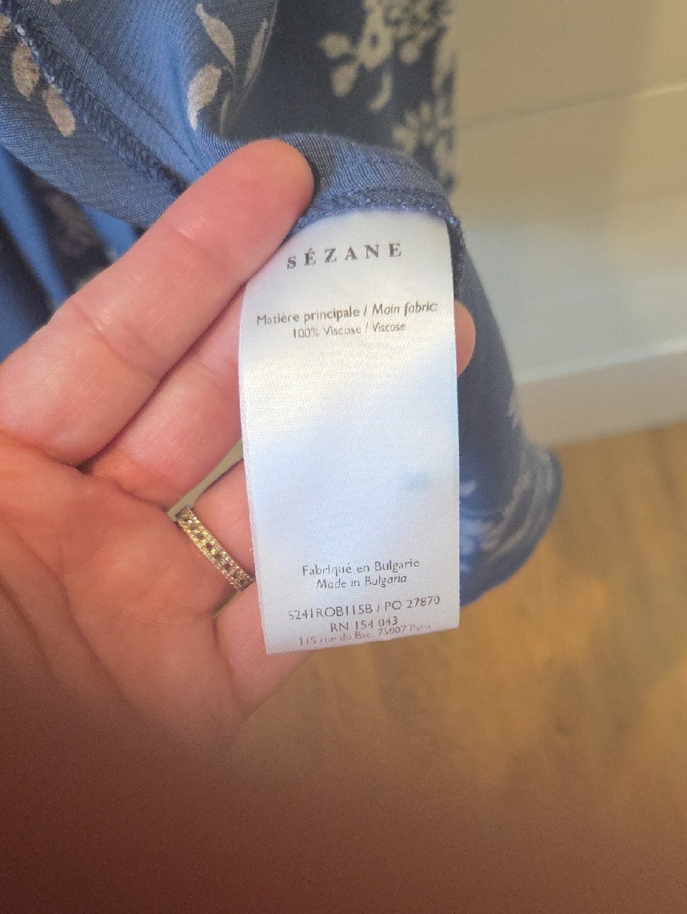 Sezane Lauretta Blue Floral Button-Front Midi Dress Size 38, US 6 - Picture 8 of 9